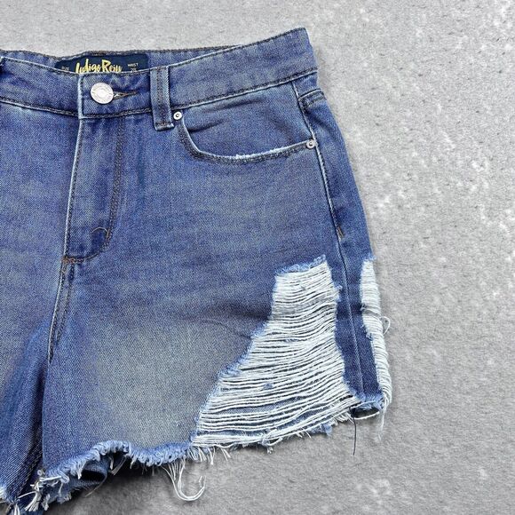 Indigo Rein Shorts Womens Size 9 Waist 28 Stretch Distressed Raw Hem Jean Shorts - Picture 4 of 12
